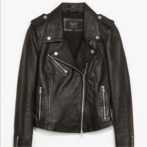 Zara Cropped Authentic Leather Jacket